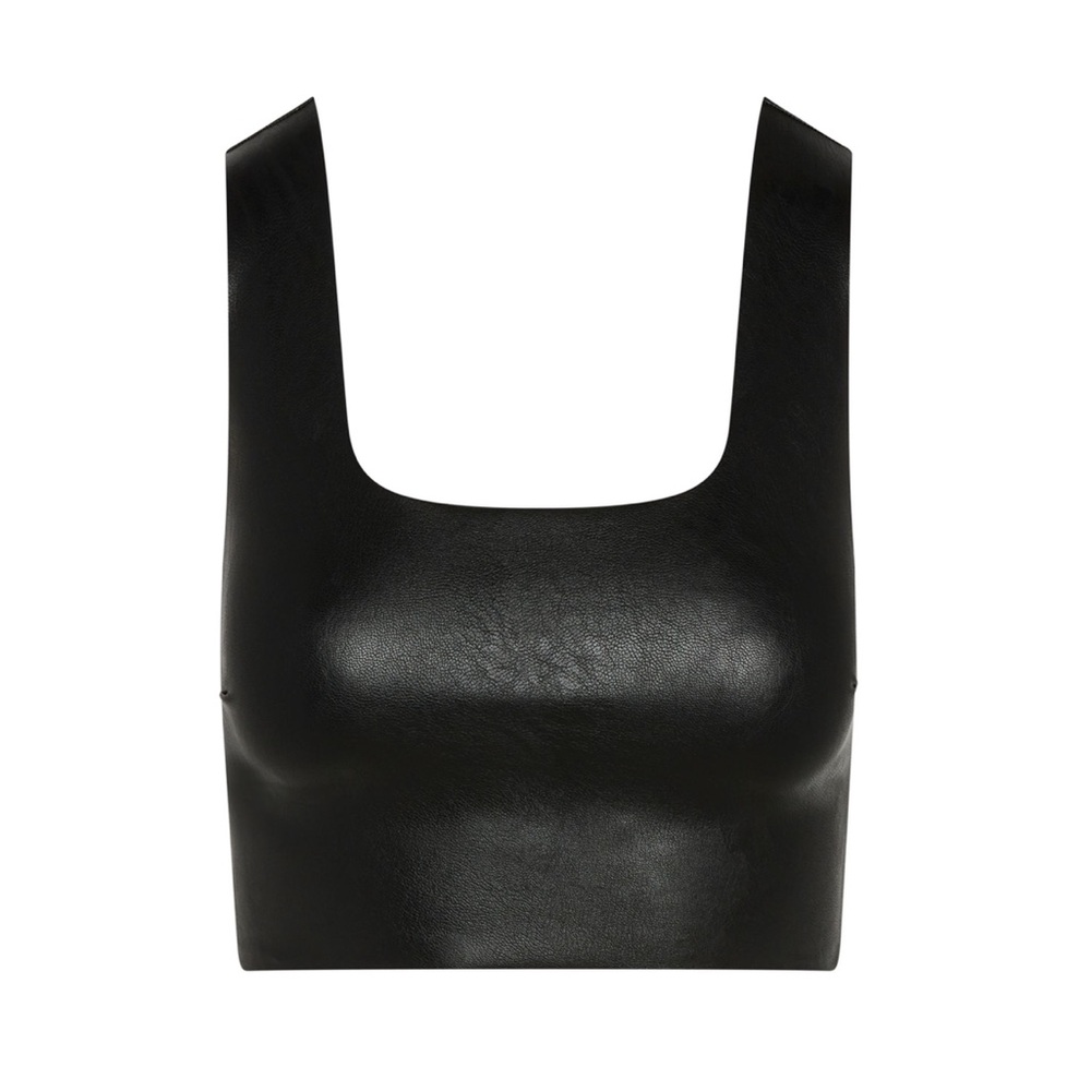 Commando Cropped Faux Leather Top Black in XS